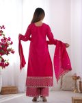 DESIGNER CHINON SILK EMBROIDERY SEQUENCE LACE WORK TOP PALAZZO WITH DUPATTA PARTY WEAR WHOLESALE PRICE ETHNIC GARMENT (4)