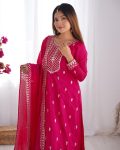 DESIGNER CHINON SILK EMBROIDERY SEQUENCE LACE WORK TOP PALAZZO WITH DUPATTA PARTY WEAR WHOLESALE PRICE ETHNIC GARMENT (4)