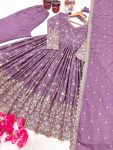 DESIGNER CHINON SILK EMBROIDERY SEQUENCE MIRROR WORK GOWN BOTTOM WITH DUPATTA PARTY WEAR WHOLESALE PRICE ETHNIC GARMENT (2)
