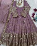 DESIGNER CHINON SILK EMBROIDERY SEQUENCE MIRROR WORK GOWN BOTTOM WITH DUPATTA PARTY WEAR WHOLESALE PRICE ETHNIC GARMENT (2)