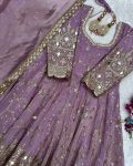 DESIGNER CHINON SILK EMBROIDERY SEQUENCE MIRROR WORK GOWN BOTTOM WITH DUPATTA PARTY WEAR WHOLESALE PRICE ETHNIC GARMENT (2)