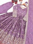 DESIGNER CHINON SILK EMBROIDERY SEQUENCE MIRROR WORK GOWN BOTTOM WITH DUPATTA PARTY WEAR WHOLESALE PRICE ETHNIC GARMENT (2)