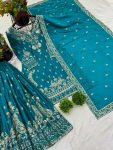 DESIGNER CHINON SILK EMBROIDERY SEQUENCE WORK TOP PALAZZO WITH DUPATTA FESTIVE WEAR WHOLESALE PRICE ETHNIC GARMENT (4)