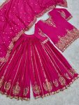 DESIGNER CHINON SILK EMBROIDERY SEQUENCE WORK TOP PALAZZO WITH DUPATTA FESTIVE WEAR WHOLESALE PRICE ETHNIC GARMENT (4)