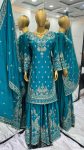 DESIGNER CHINON SILK EMBROIDERY SEQUENCE WORK TOP PALAZZO WITH DUPATTA FESTIVE WEAR WHOLESALE PRICE ETHNIC GARMENT (4)
