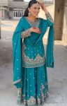DESIGNER CHINON SILK EMBROIDERY SEQUENCE WORK TOP PALAZZO WITH DUPATTA FESTIVE WEAR WHOLESALE PRICE ETHNIC GARMENT (4)
