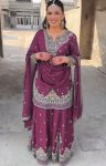 DESIGNER CHINON SILK EMBROIDERY SEQUENCE WORK TOP PALAZZO WITH DUPATTA PARTY WEAR WHOLESALE PRICE ETHNIC GARMENT (9)