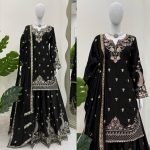 DESIGNER CHINON SILK EMBROIDERY SEQUENCE WORK TOP PALAZZO WITH DUPATTA PARTY WEAR WHOLESALE PRICE ETHNIC GARMENT (11)