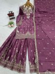DESIGNER CHINON SILK EMBROIDERY SEQUENCE WORK TOP PALAZZO WITH DUPATTA PARTY WEAR WHOLESALE PRICE ETHNIC GARMENT (9)
