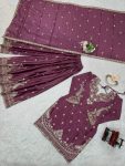 DESIGNER CHINON SILK EMBROIDERY SEQUENCE WORK TOP PALAZZO WITH DUPATTA PARTY WEAR WHOLESALE PRICE ETHNIC GARMENT (9)