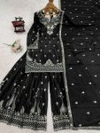 DESIGNER CHINON SILK EMBROIDERY SEQUENCE WORK TOP PALAZZO WITH DUPATTA PARTY WEAR WHOLESALE PRICE ETHNIC GARMENT (11)