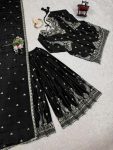 DESIGNER CHINON SILK EMBROIDERY SEQUENCE WORK TOP PALAZZO WITH DUPATTA PARTY WEAR WHOLESALE PRICE ETHNIC GARMENT (11)