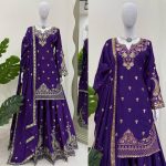 DESIGNER CHINON SILK EMBROIDERY SEQUENCE WORK TOP PALAZZO WITH DUPATTA PARTY WEAR WHOLESALE PRICE ETHNIC GARMENT (2)