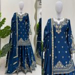 DESIGNER CHINON SILK EMBROIDERY SEQUENCE WORK TOP PALAZZO WITH DUPATTA PARTY WEAR WHOLESALE PRICE ETHNIC GARMENT (3)