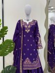 DESIGNER CHINON SILK EMBROIDERY SEQUENCE WORK TOP PALAZZO WITH DUPATTA PARTY WEAR WHOLESALE PRICE ETHNIC GARMENT (2)