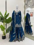 DESIGNER CHINON SILK EMBROIDERY SEQUENCE WORK TOP PALAZZO WITH DUPATTA PARTY WEAR WHOLESALE PRICE ETHNIC GARMENT (3)