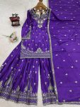 DESIGNER CHINON SILK EMBROIDERY SEQUENCE WORK TOP PALAZZO WITH DUPATTA PARTY WEAR WHOLESALE PRICE ETHNIC GARMENT (2)
