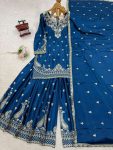 DESIGNER CHINON SILK EMBROIDERY SEQUENCE WORK TOP PALAZZO WITH DUPATTA PARTY WEAR WHOLESALE PRICE ETHNIC GARMENT (3)