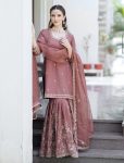 DESIGNER CHINON SILK EMBROIDERY SEQUENCE WORK TOP SHARARA WITH DUPATTA FESTIVE WEAR WHOLESALE PRICE ETHNIC GARMENT (2)