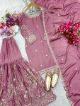 DESIGNER CHINON SILK EMBROIDERY SEQUENCE WORK TOP SHARARA WITH DUPATTA FESTIVE WEAR WHOLESALE PRICE ETHNIC GARMENT (2)