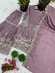 DESIGNER CHINON SILK EMBROIDERY SEQUENCE WORK TOP SHARARA WITH DUPATTA PARTY WEAR WHOLESALE PRICE ETHNIC GARMENT (3)