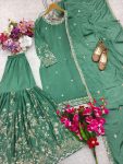 DESIGNER CHINON SILK EMBROIDERY SEQUENCE WORK TOP SHARARA WITH DUPATTA PARTY WEAR WHOLESALE PRICE ETHNIC GARMENT (6)