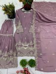 DESIGNER CHINON SILK EMBROIDERY SEQUENCE WORK TOP SHARARA WITH DUPATTA PARTY WEAR WHOLESALE PRICE ETHNIC GARMENT (3)