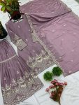 DESIGNER CHINON SILK EMBROIDERY SEQUENCE WORK TOP SHARARA WITH DUPATTA PARTY WEAR WHOLESALE PRICE ETHNIC GARMENT (3)