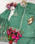 DESIGNER CHINON SILK EMBROIDERY SEQUENCE WORK TOP SHARARA WITH DUPATTA PARTY WEAR WHOLESALE PRICE ETHNIC GARMENT (6)