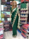 DESIGNER CHINON SILK EMBROIDERY WITH PIPING BORDER WORK SAREE WITH UNSTITCHED BLOUSE FESTIVE WEAR WHOLESALE PRICE ETHNIC GARMENT (4)