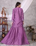 DESIGNER CHINON SILK MULTI EMBROIDERY SEQUENCE SILVER THREAD WORK LEHENGA BLOUSE WITH KOTI PARTY WEAR WHOLESALE PRICE ETHNIC GARMENT (3)
