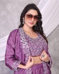 DESIGNER CHINON SILK MULTI EMBROIDERY SEQUENCE SILVER THREAD WORK LEHENGA BLOUSE WITH KOTI PARTY WEAR WHOLESALE PRICE ETHNIC GARMENT (3)