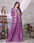 DESIGNER CHINON SILK MULTI EMBROIDERY SEQUENCE SILVER THREAD WORK LEHENGA BLOUSE WITH KOTI PARTY WEAR WHOLESALE PRICE ETHNIC GARMENT (3)