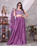 DESIGNER CHINON SILK MULTI EMBROIDERY SEQUENCE SILVER THREAD WORK LEHENGA BLOUSE WITH KOTI PARTY WEAR WHOLESALE PRICE ETHNIC GARMENT (3)