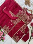 DESIGNER CHINON SILK MULTI THREAD EMBROIDERY WITH CODING SEQUENCE WORK DRAPED DHOTI STYLE SKIRT BLOUSE WITH KOTI PARTY WEAR WHOLESALE PRICE ETHNIC GARMENT (3)