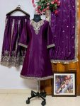 DESIGNER CHINON SILK SEQUENCE EMBROIDERY LACE WORK TOP PALAZZO WITH DUPATTA PARTY WEAR WHOLESALE PRICE ETHNIC GARMENT (9)