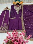DESIGNER CHINON SILK SEQUENCE EMBROIDERY LACE WORK TOP PALAZZO WITH DUPATTA PARTY WEAR WHOLESALE PRICE ETHNIC GARMENT (9)