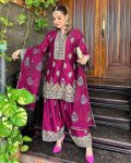 DESIGNER CHINON SILK SEQUENCE EMBROIDERY WORK TOP PALAZZO WITH DUPATTA PARTY WEAR WHOLESALE PRICE ETHNIC GARMENT (2)