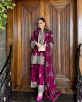 DESIGNER CHINON SILK SEQUENCE EMBROIDERY WORK TOP PALAZZO WITH DUPATTA PARTY WEAR WHOLESALE PRICE ETHNIC GARMENT (2)