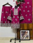 DESIGNER CHINON SILK SEQUENCE EMBROIDERY WORK TOP PALAZZO WITH DUPATTA PARTY WEAR WHOLESALE PRICE ETHNIC GARMENT (2)