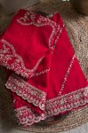DESIGNER CHINON SILK THREAD AND SEQUENCE WORK SAREE WITH UNSTITCHED BLOUSE PARTY WEAR WHOLESALE PRICE ETHNIC GARMENT (3)