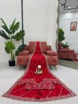 DESIGNER CHINON SILK THREAD AND SEQUENCE WORK SAREE WITH UNSTITCHED BLOUSE PARTY WEAR WHOLESALE PRICE ETHNIC GARMENT (3)