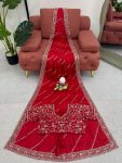 DESIGNER CHINON SILK THREAD AND SEQUENCE WORK SAREE WITH UNSTITCHED BLOUSE PARTY WEAR WHOLESALE PRICE ETHNIC GARMENT (3)