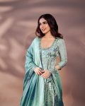 DESIGNER CHINON SILK ZARI AND SEQUENCE EMBROIDERY WORK GOWN BOTTOM WITH DUPATTA WEDDING WEAR WHOLESALE PRICE ETHNIC GARMENT (5)