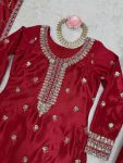 DESIGNER CHINON THREAD SEQUENCE WORK TOP BOTTOM WITH DUPATTA PARTY WEAR WHOLESALE PRICE ETHNIC GARMENT (4)
