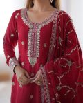 DESIGNER CHINON THREAD SEQUENCE WORK TOP BOTTOM WITH DUPATTA PARTY WEAR WHOLESALE PRICE ETHNIC GARMENT (4)