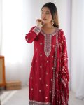 DESIGNER CHINON THREAD SEQUENCE WORK TOP BOTTOM WITH DUPATTA PARTY WEAR WHOLESALE PRICE ETHNIC GARMENT (4)