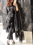 DESIGNER COTTON PRINTED HANDWORK TOP BOTTOM WITH DUPATTA BLACK