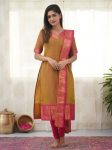 DESIGNER COTTON SILK WEAVING WORK TOP WITH DUPATTA PARTY WEAR WHOLESALE PRICE ETHNIC GARMENT (5)