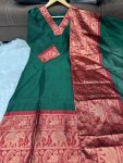 DESIGNER COTTON SILK WEAVING WORK TOP WITH DUPATTA PARTY WEAR WHOLESALE PRICE ETHNIC GARMENT (3)